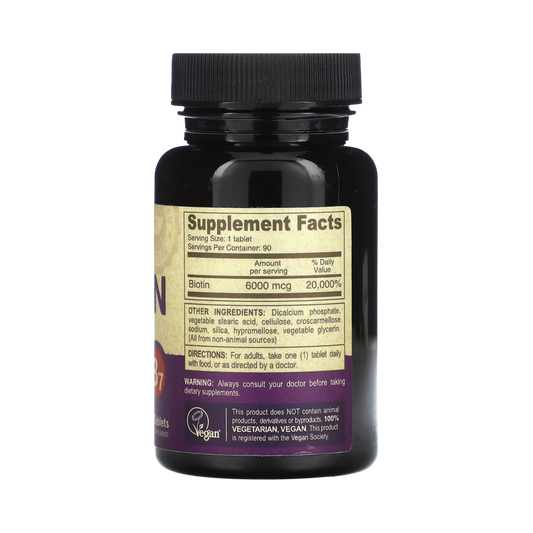 Deva, Vegan Biotin, 6,000 mcg, 90 Tablets
