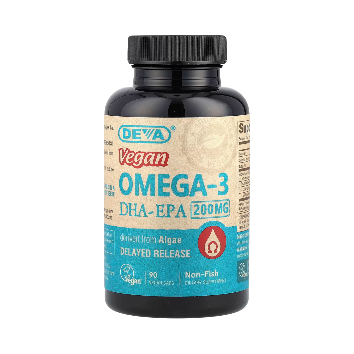 Deva, Vegan Omega-3 DHA-EPA, Delayed Release, 200 Mg, 90 Vegan Caps