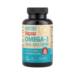 Deva, Vegan Omega-3 DHA-EPA, Delayed Release, 200 Mg, 90 Vegan Caps