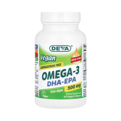 Deva, Vegan Omega-3 DHA-EPA, 500 Mg, 60 Vegan Softgels