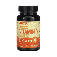 Deva, Vegan Vitamin D2, 20 mcg (800 IU), 90 Tablets