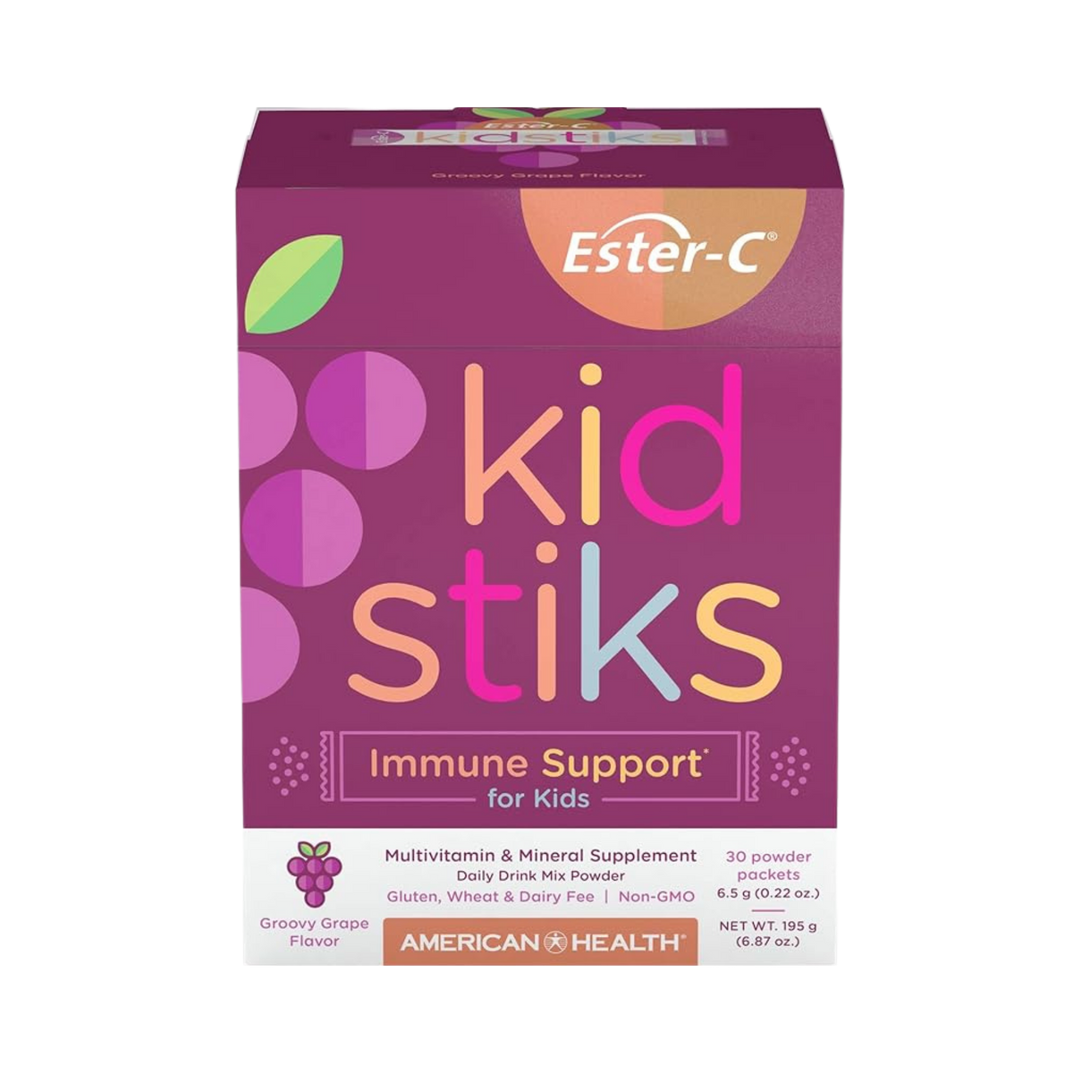 American Health, Ester-C Kidstiks Multivitamin & Mineral, Groovy Grape, 30 packets