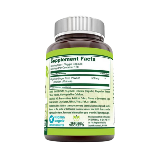 Herbal Secrets, Ginger Root Supplement, 550 Mg, 120 Capsules