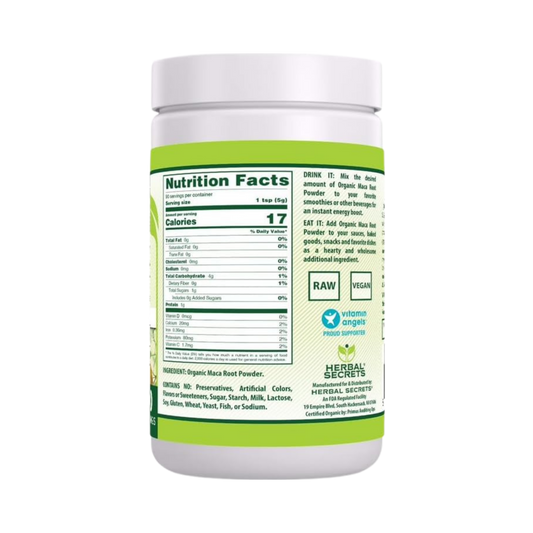 Herbal Secrets, USDA Certified Organic Maca Root Powder, 16 oz