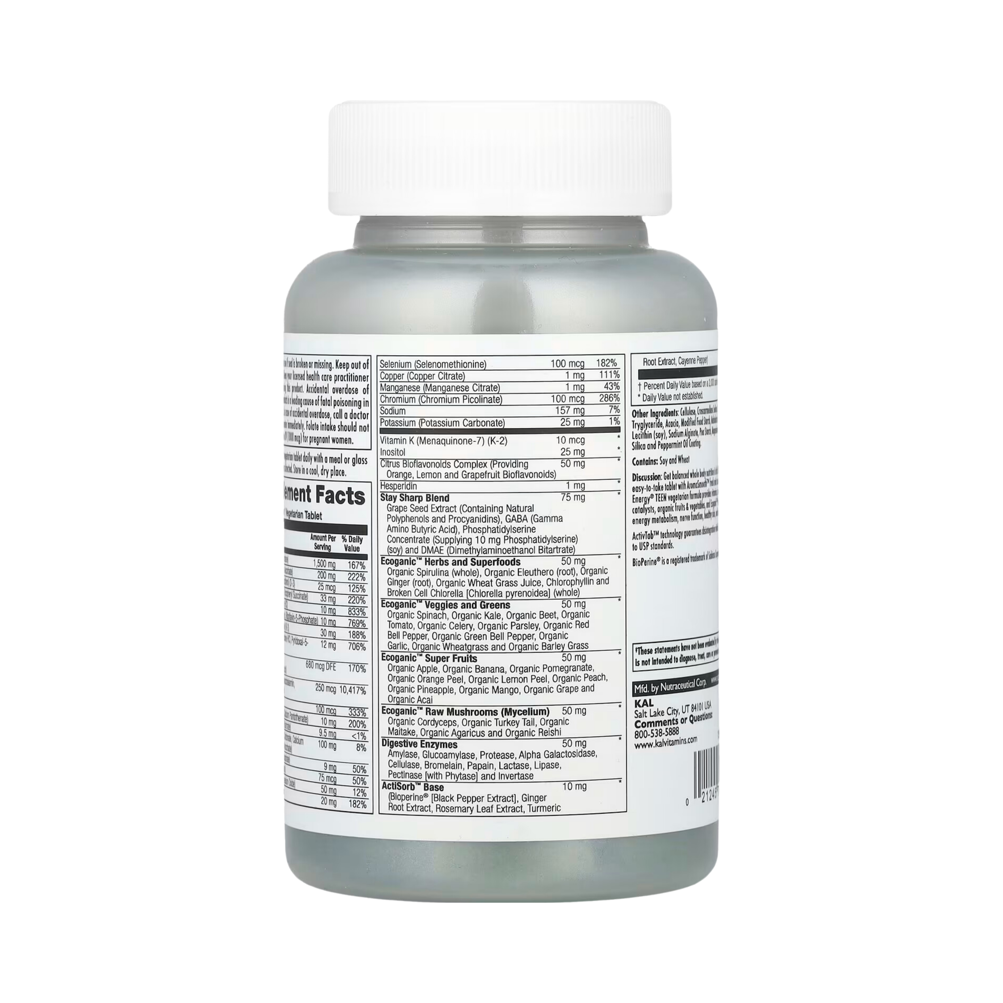 KAL, Enhanced Energy, Teen, Memory & Concentration Blend, 60 Vegetarian Tablets