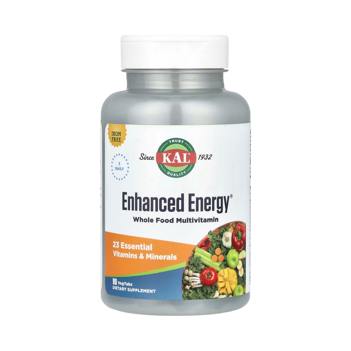 KAL, Enhanced Energy, Whole Food Multivitamin, 90 Veg Tabs
