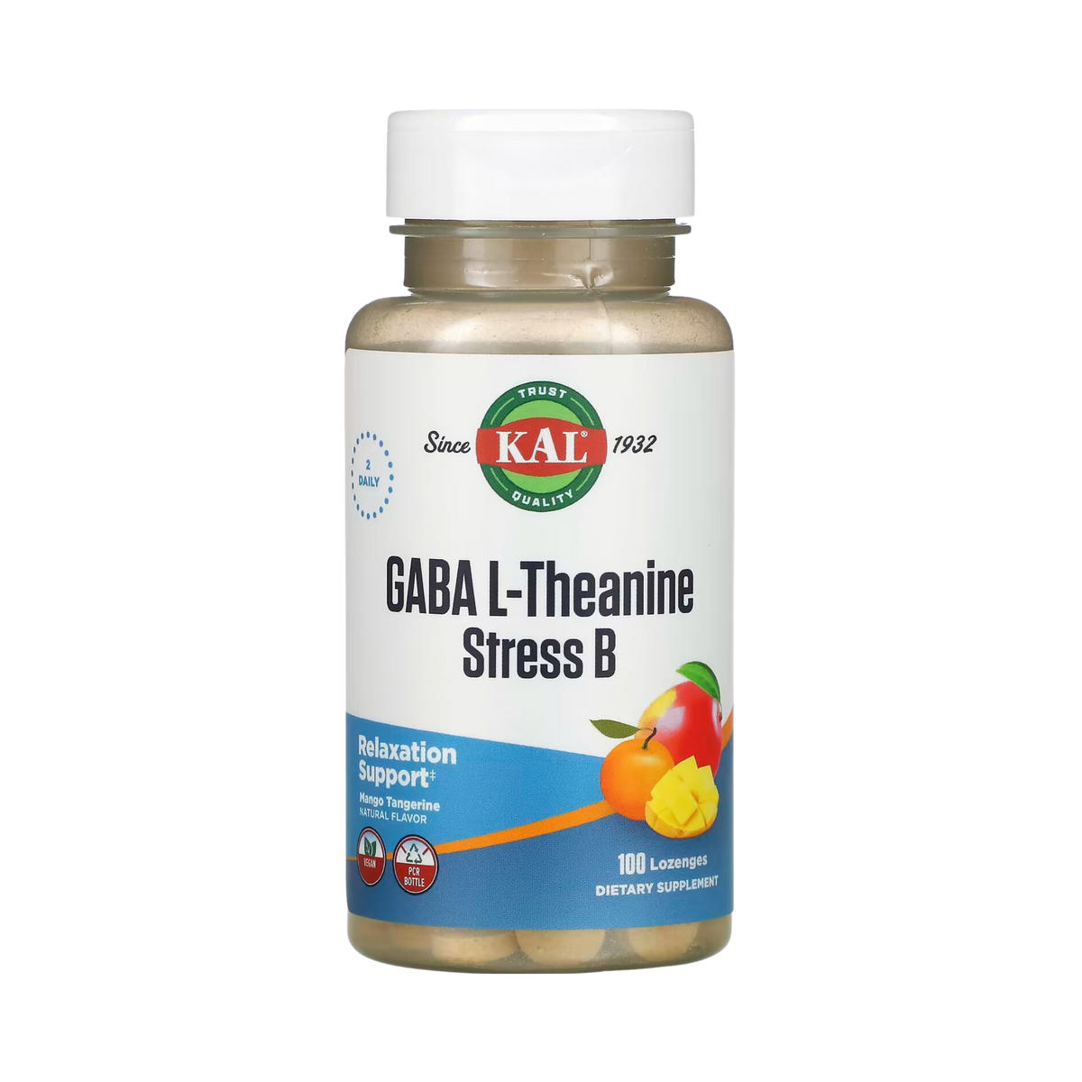 KAL, GABA L-Theanine Stress B, Mango Tangerine, 100 Lozenges