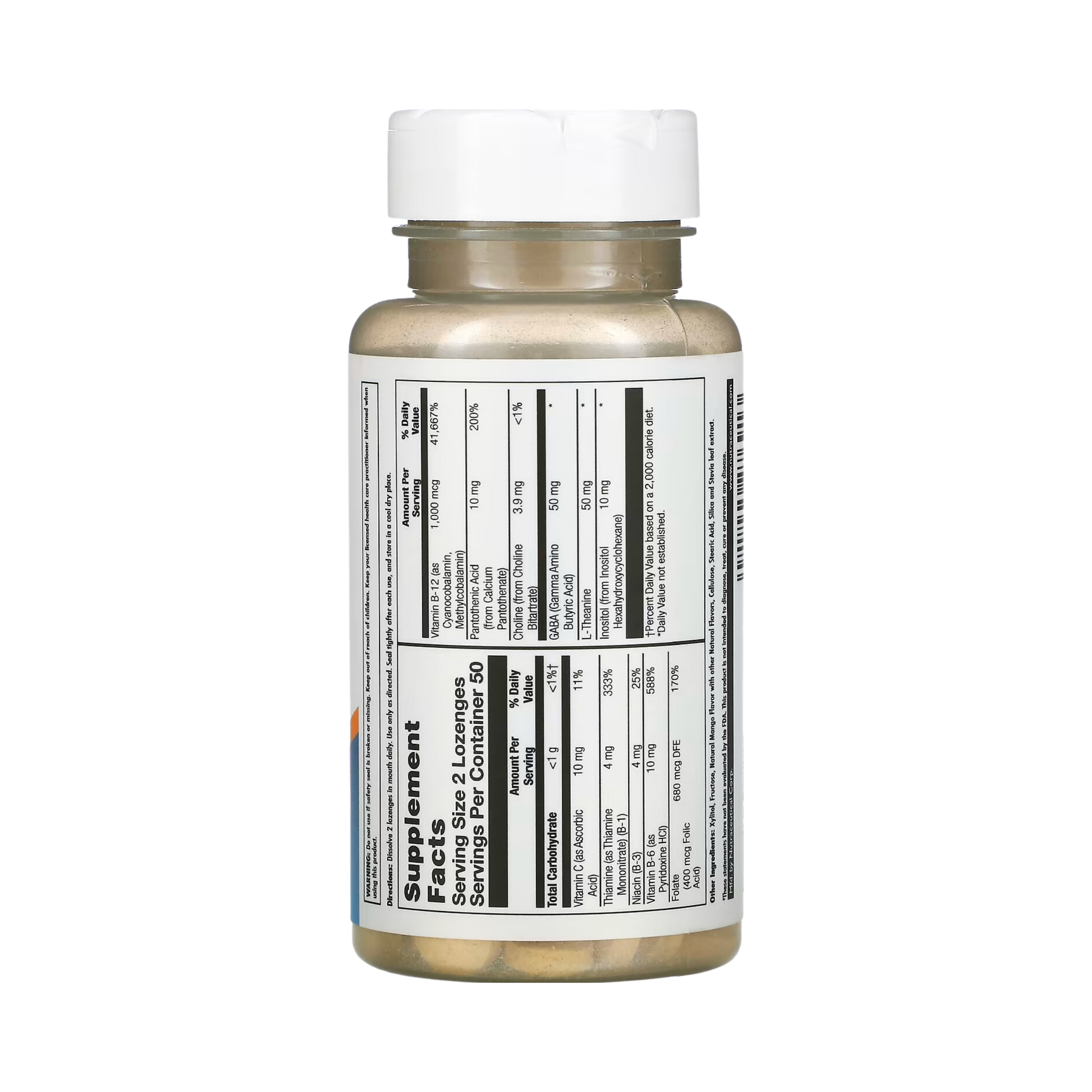KAL, GABA L-Theanine Stress B, Mango Tangerine, 100 Lozenges