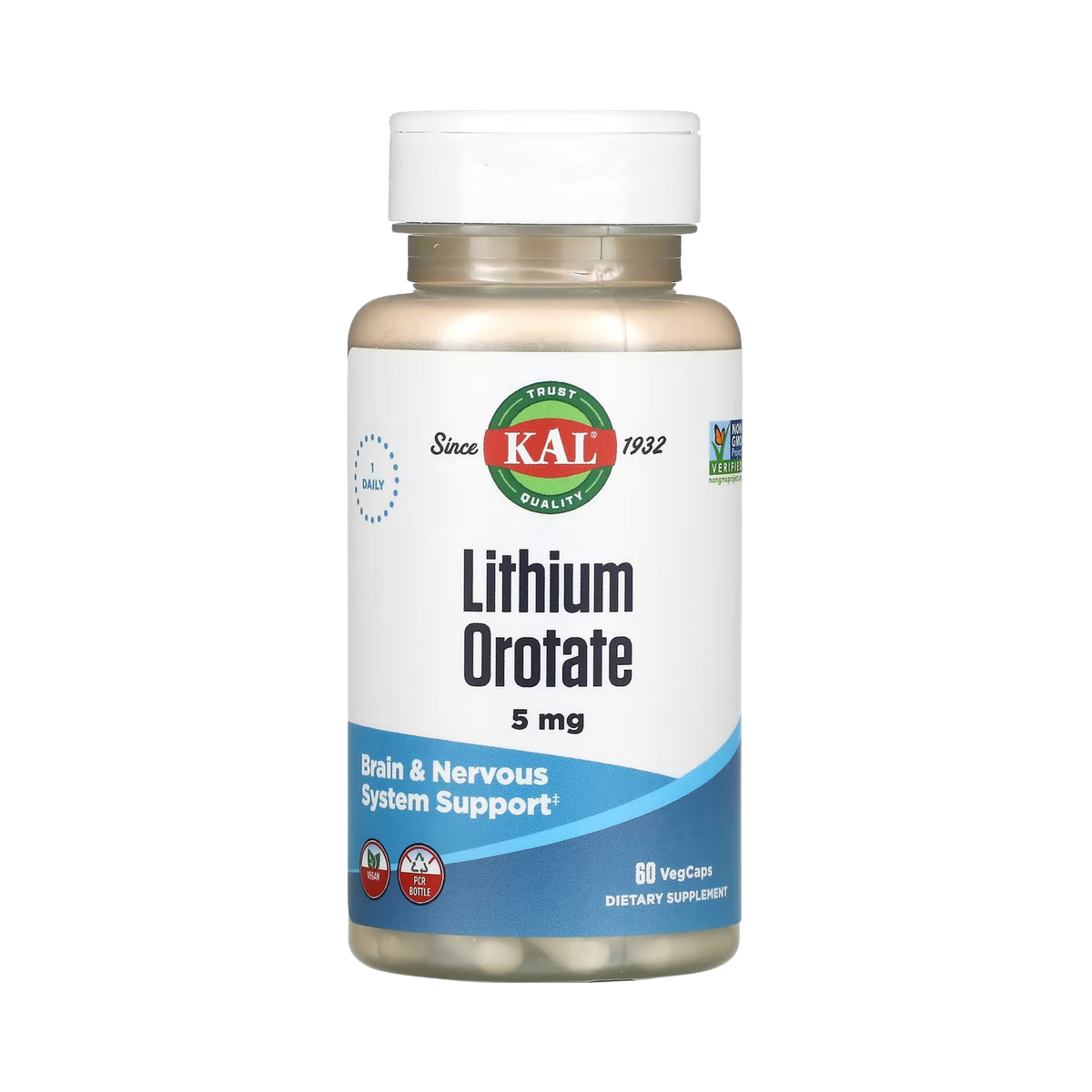 KAL, Lithium Orotate, 5 mg, 60 VegCaps