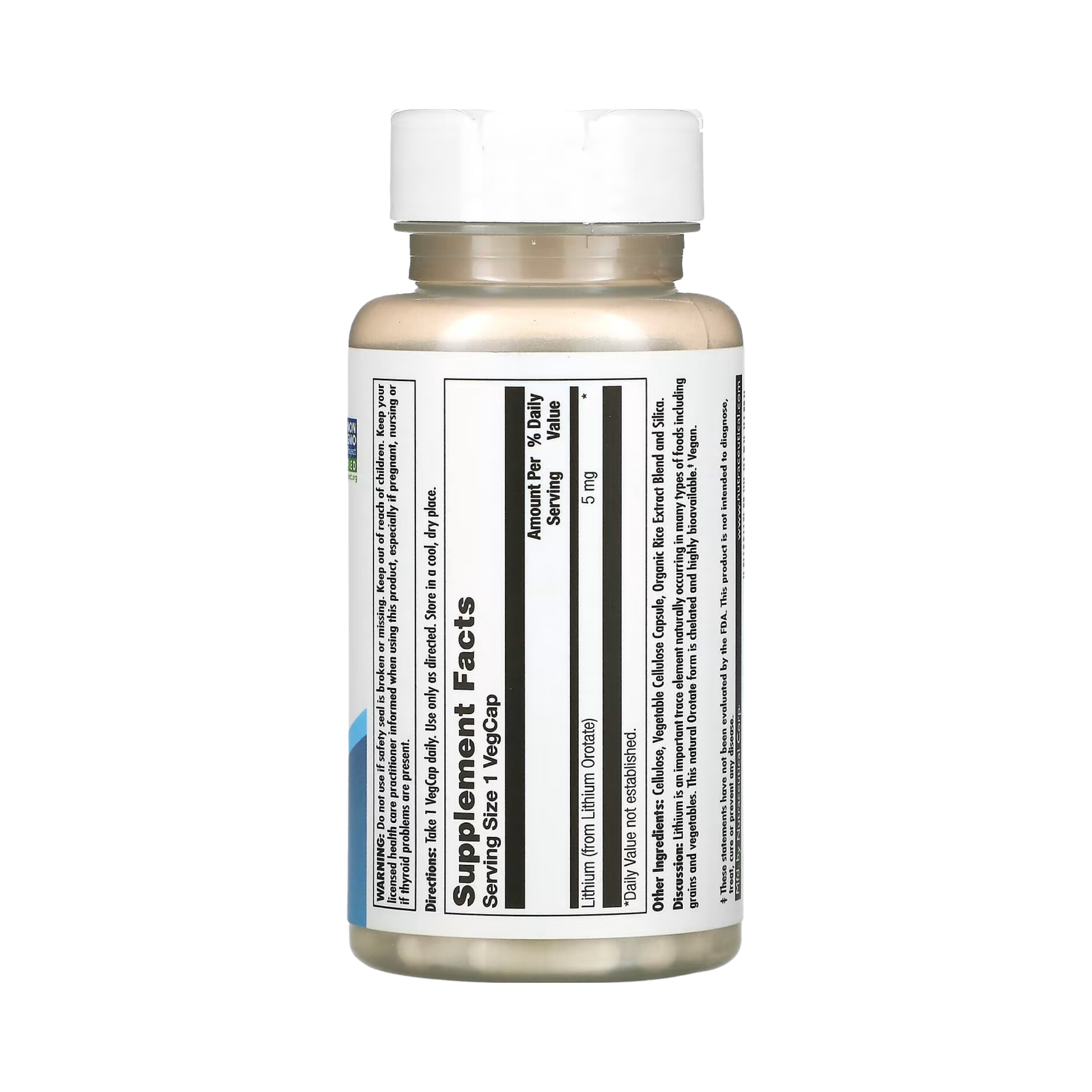 KAL, Lithium Orotate, 5 mg, 60 VegCaps