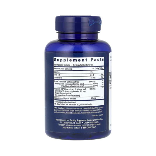 Life Extension - Super Omega-3 EPA/DHA Fish Oil, Sesame Lignans & Olive Extract 60 Softgels