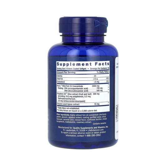 Life Extension, Super Omega-3 EPA/DHA Fish Oil, Sesame Lignans & Olive Extract, 60 Enteric Coated Softgels