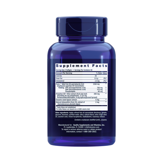 Life Extension - Super Omega-3 Plus EPA/DHA Fish Oil, Sesame Lignans, Olive Extract, Krill & Astaxanthin 120 Softgels