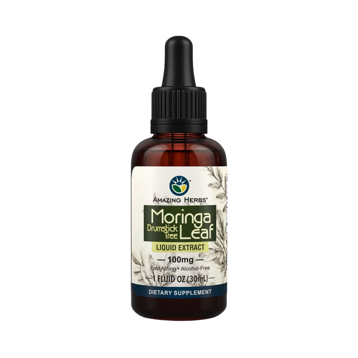Amazing Herbs, Moringa Leaf Liquid Extract, 100 Mg, 1 Fl Oz