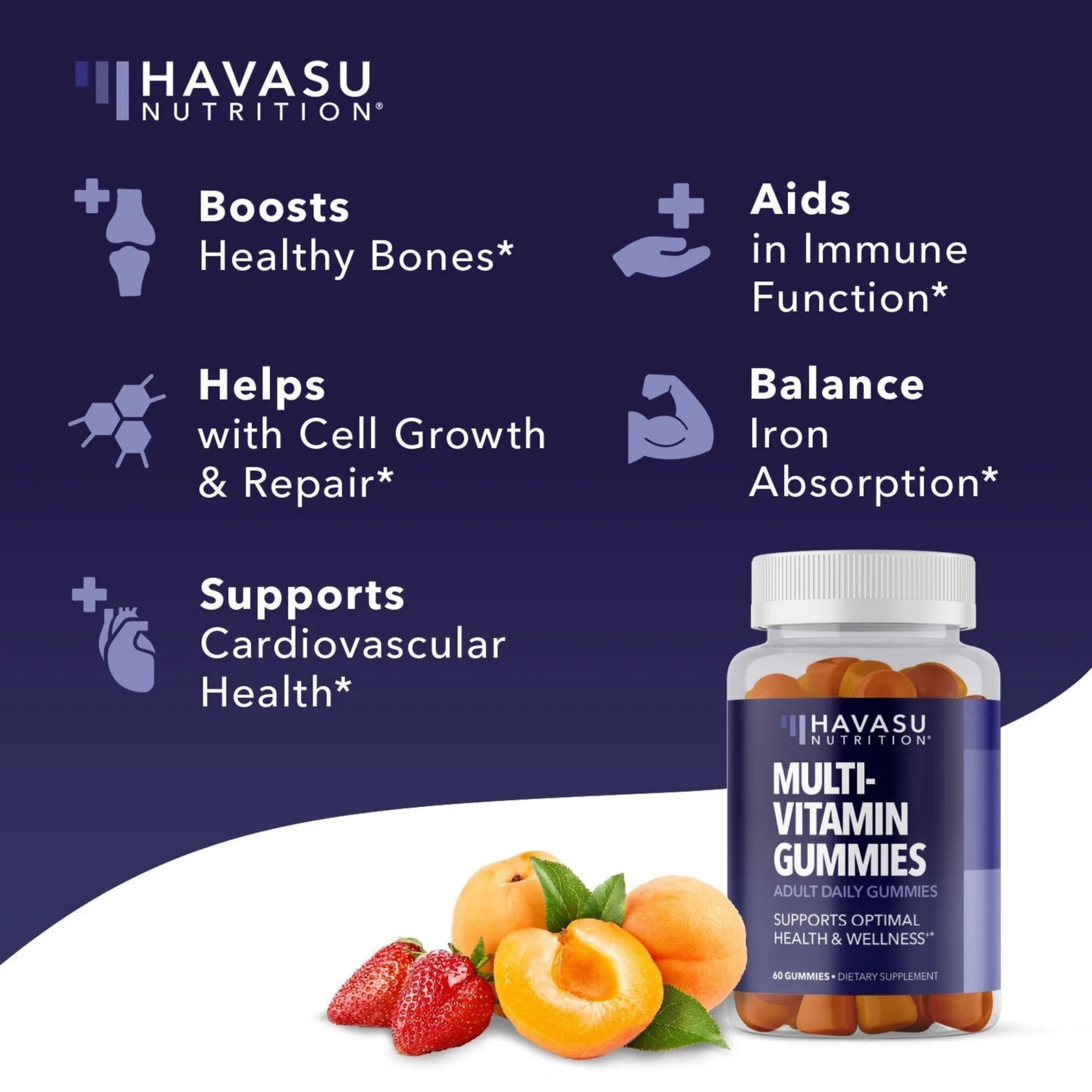 Havasu Nutrition, Multivitamin Gummies for Adults, Fruit Flavor, 60 Gummies