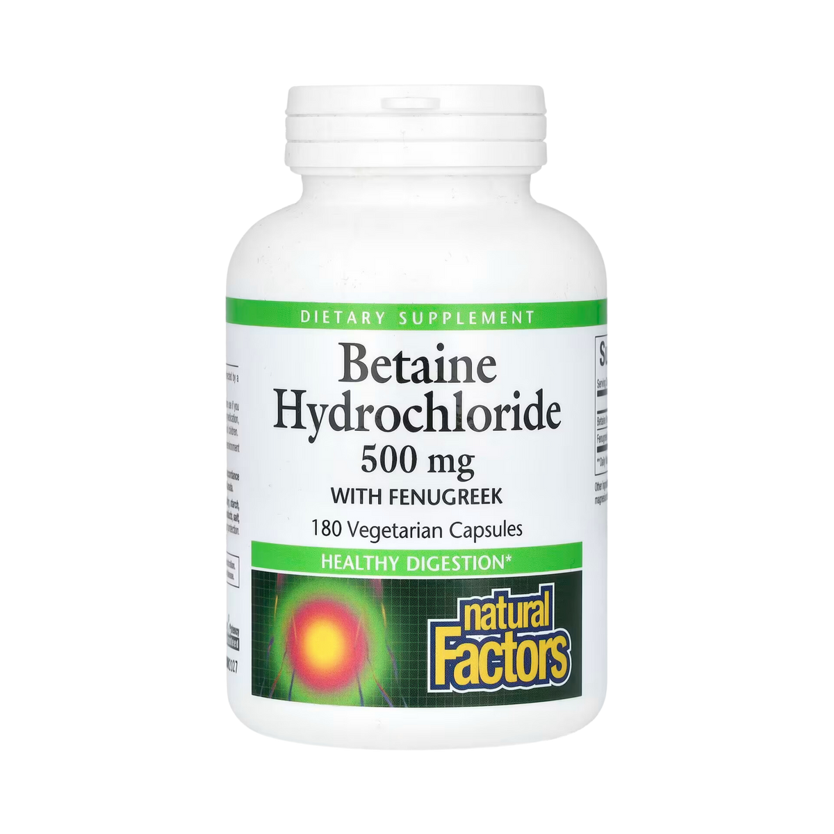 Natural Factors, Betaine Hydrochloride with Fenugreek, 500 Mg, 180 Vegetarian Capsules