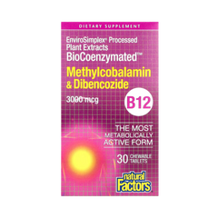 Natural Factors, BioCoenzymated, Methylcobalamin & Dibencozide, B12, 3,000 Mcg, 30 Chewable Tablets