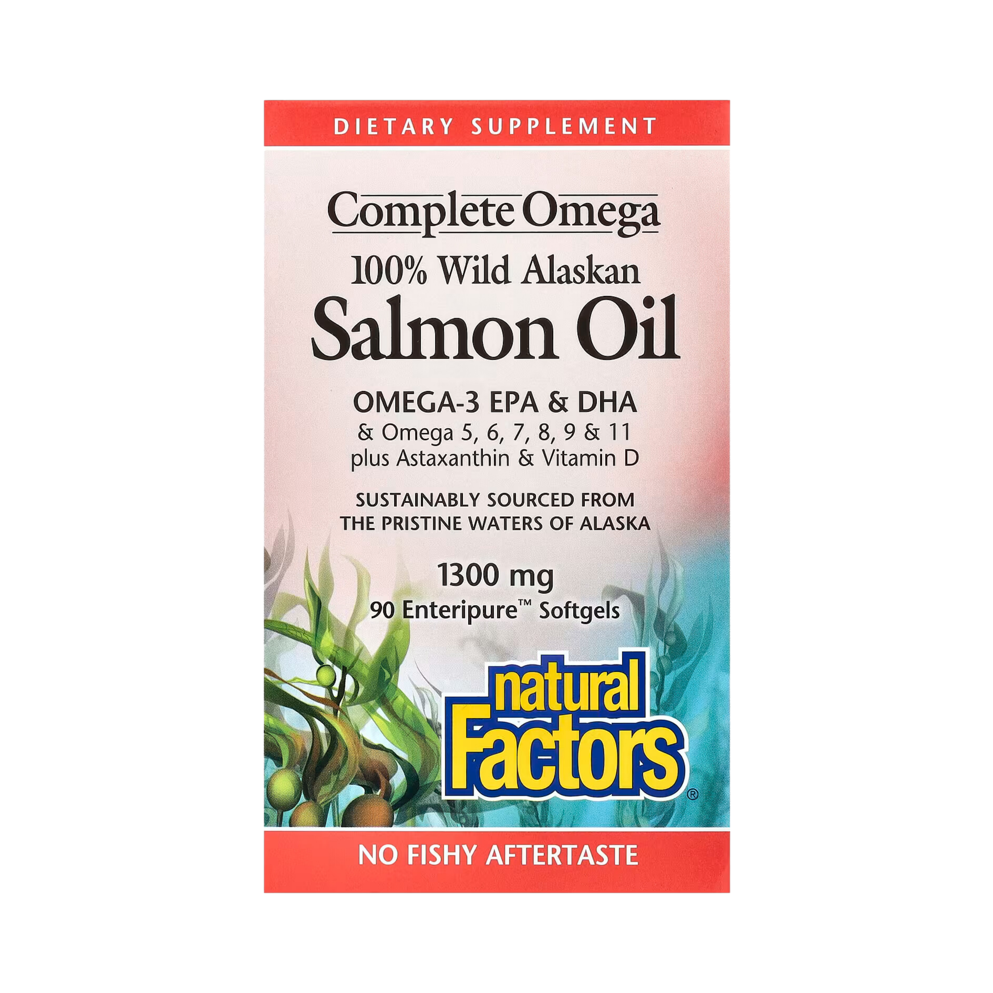 Natural Factors, Complete Omega, 100% Wild Alaskan Salmon Oil, 1,300 Mg, 90 Enteripure Softgels