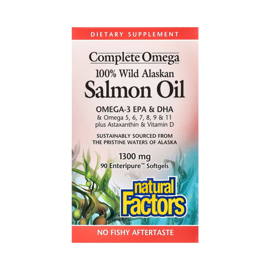 Natural Factors, Complete Omega, 100% Wild Alaskan Salmon Oil, 1,300 Mg, 90 Enteripure Softgels