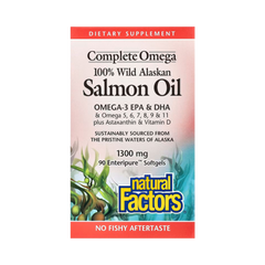 Natural Factors, Complete Omega, 100% Wild Alaskan Salmon Oil, 1,300 Mg, 90 Enteripure Softgels