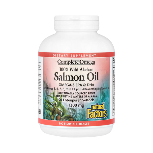Natural Factors, Complete Omega, 100% Wild Alaskan Salmon Oil, 1,300 Mg, 90 Enteripure Softgels