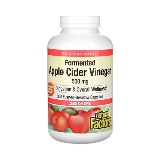 Natural Factors, Fermented Apple Cider Vinegar, 500 Mg, 360 Easy-to -Swallow Capsules