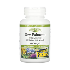 Natural Factors, HerbalFactors, Saw Palmetto with Lycopene, 60 Softgels