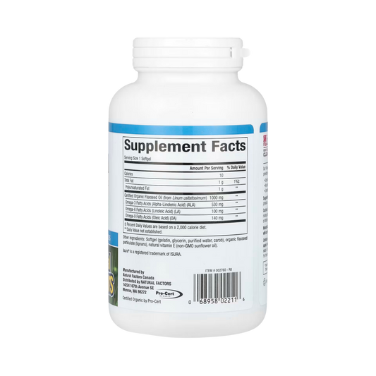 Natural Factors, OmegaFactors, Flaxseed Oil, 1,000 Mg, 180 Softgels