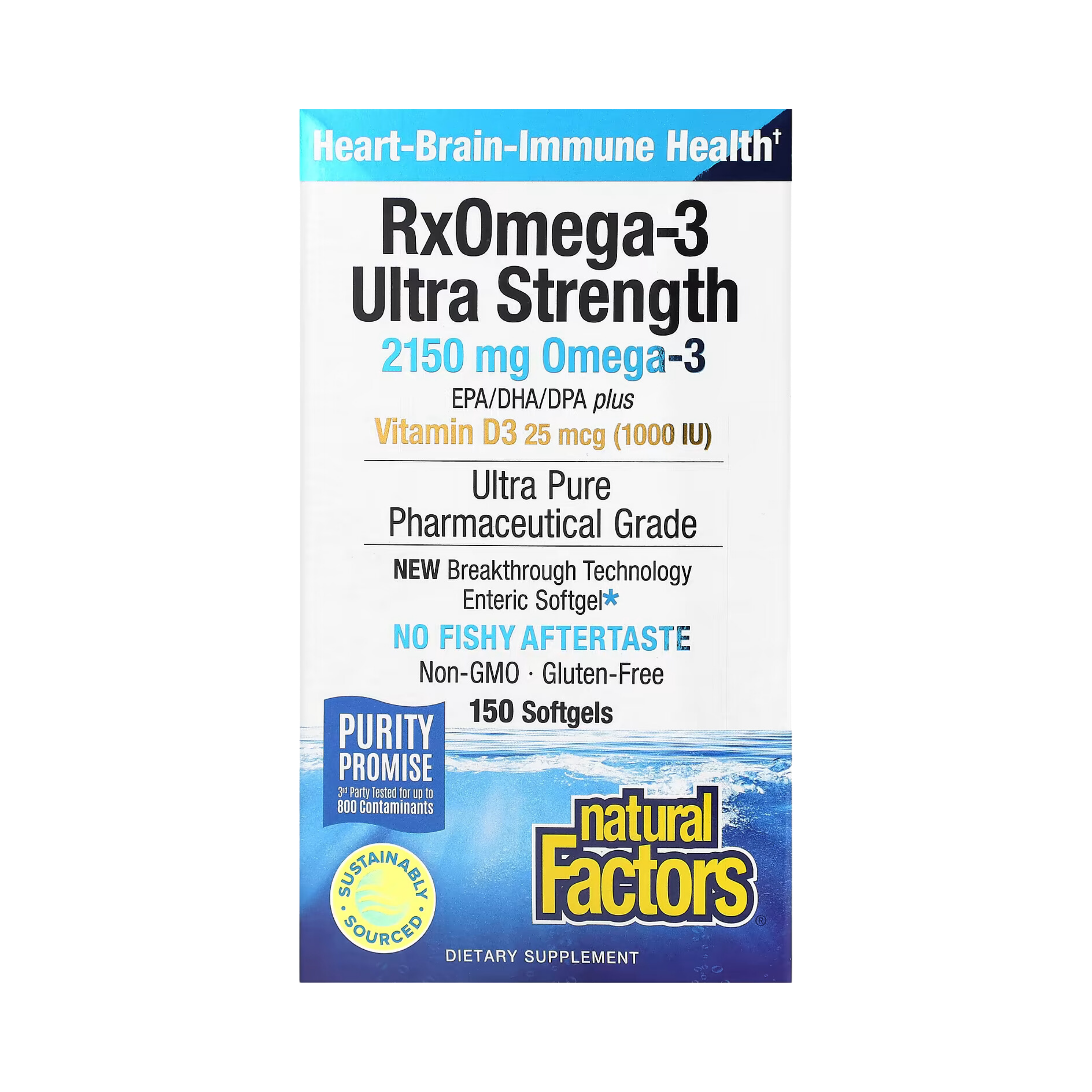 Natural Factors, RxOmega-3 with Vitamin D3, Ultra Strength, 2,150 Mg, 150 Softgels