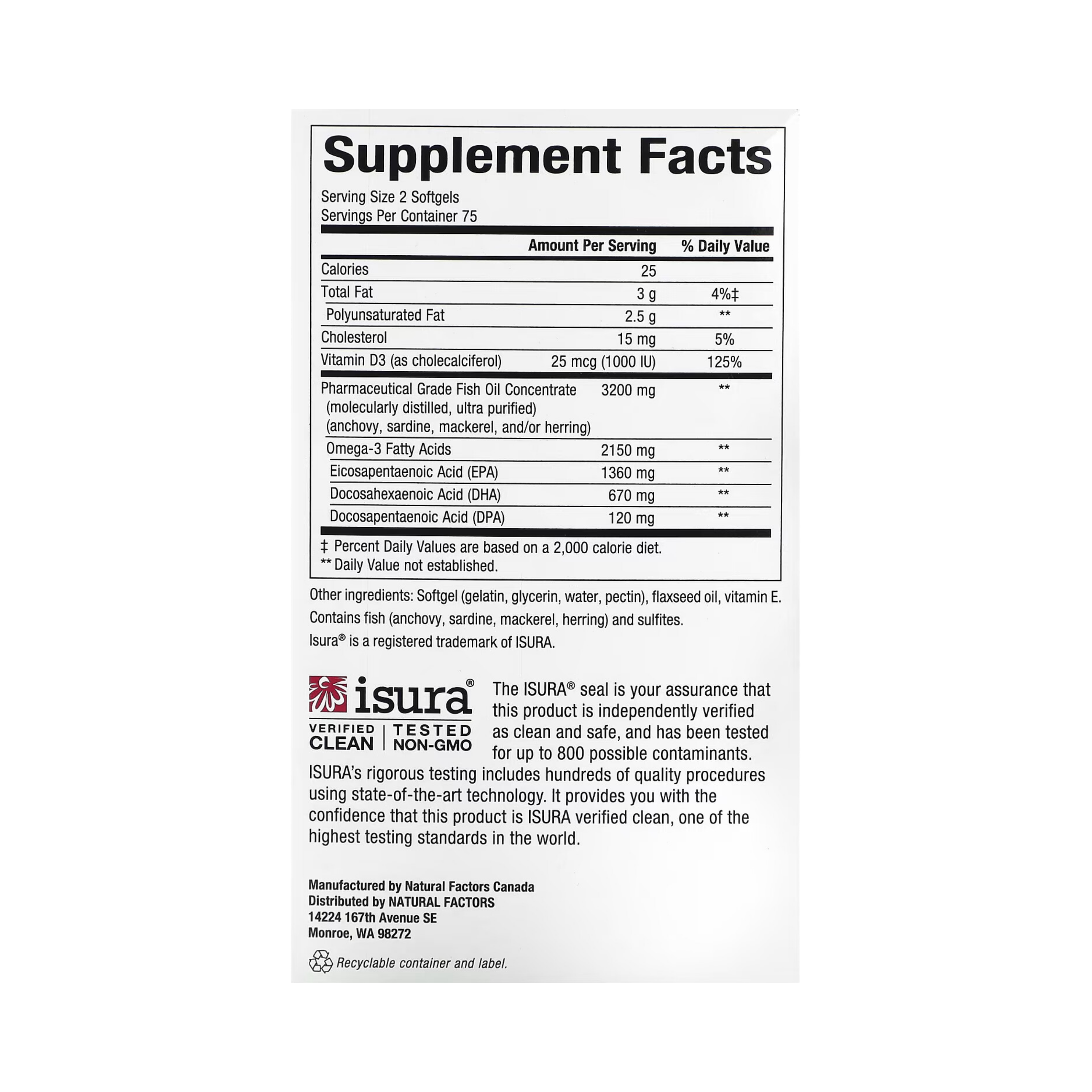 Natural Factors, RxOmega-3 with Vitamin D3, Ultra Strength, 2,150 Mg, 150 Softgels