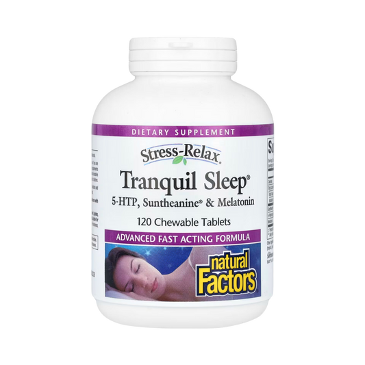 Natural Factors, Stress-Relax, Tranquil Sleep, 5-HTP, Suntheanine & Melatonin, 120 Chewable Tablets