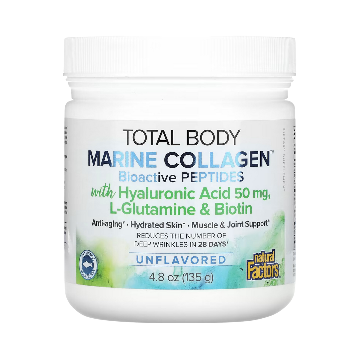 Natural Factors, Total Body Marine Collagen, Bioactive Peptides, Unflavored, 4.8 oz (135 g)