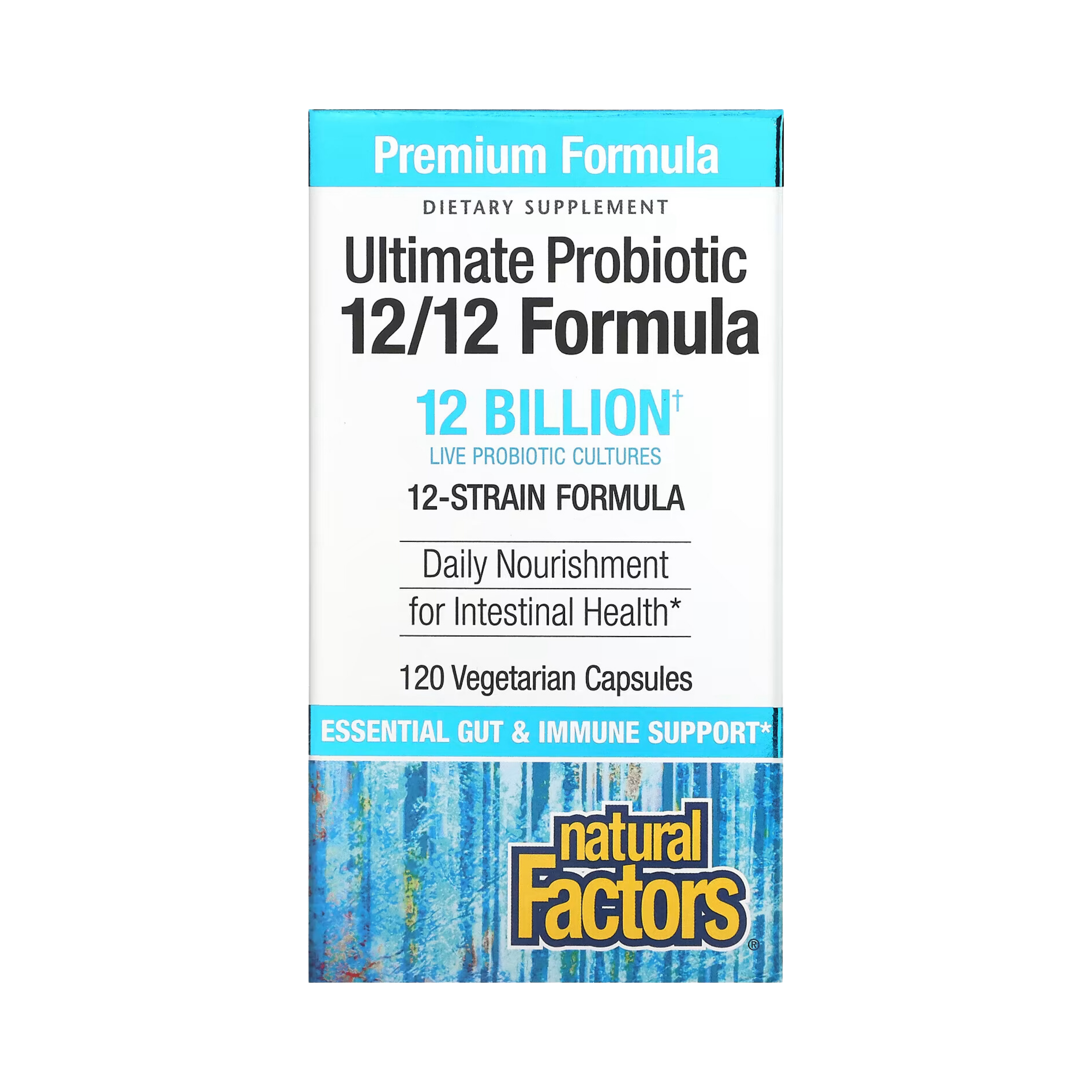 Natural Factors, Ultimate Probiotic, 12/12 Formula, 12 Billion CFU, 120 Vegetarian Capsules