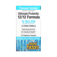 Natural Factors, Ultimate Probiotic, 12/12 Formula, 12 Billion CFU, 120 Vegetarian Capsules
