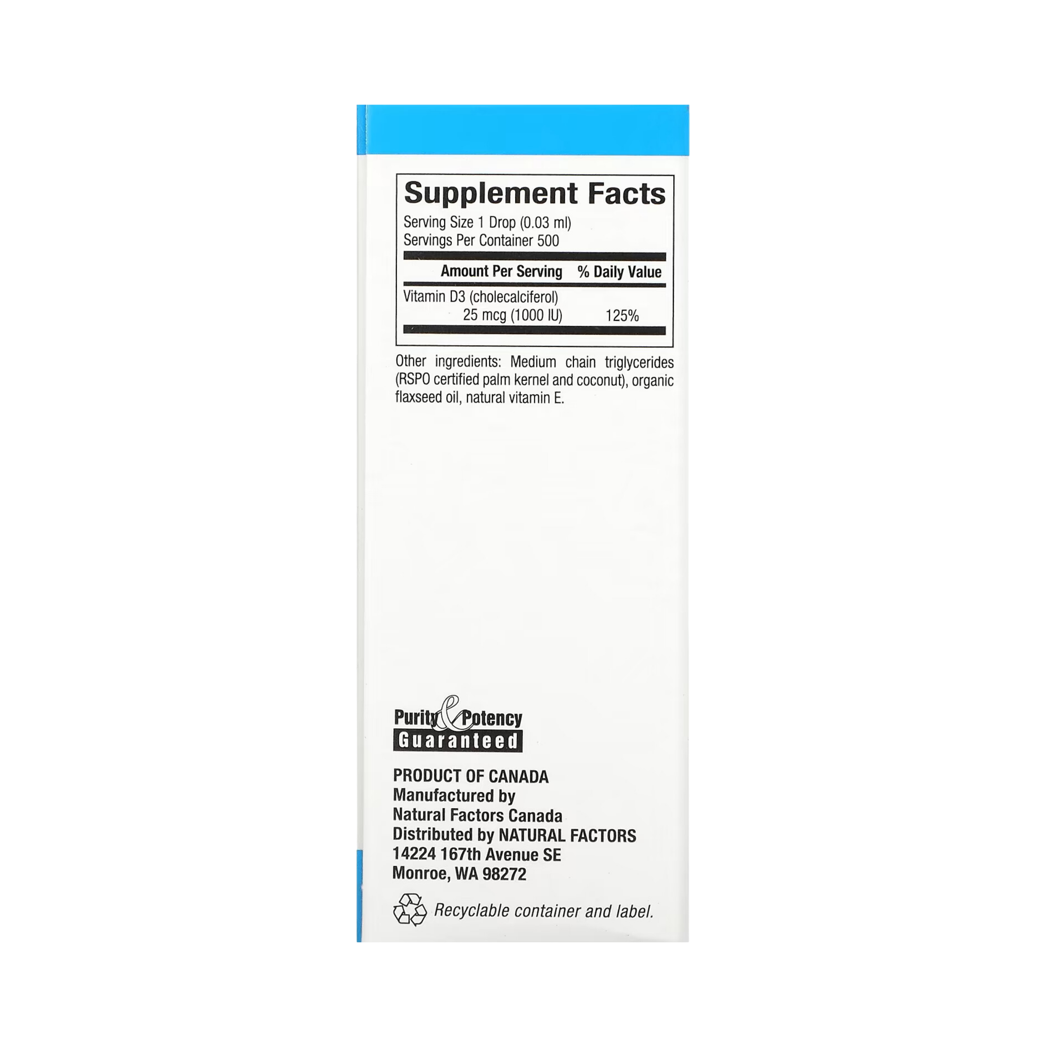 Natural Factors, Vitamin D3 Drops, Unflavored, 25 mcg (1,000 IU), 0.5 fl oz (15 ml)