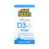 Natural Factors, Vitamin D3 Drops for Kids, Unflavored, 10 mcg (400 IU), 0.5 fl oz (15 ml)