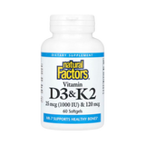 Natural Factors, Vitamin D3 & K2, 25 mcg (1,000 IU) & 120 mcg, 60 Softgels