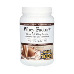 Natural Factors, Whey Factors, Grass Fed Whey Protein, Natural Double Chocolate, 12 Oz
