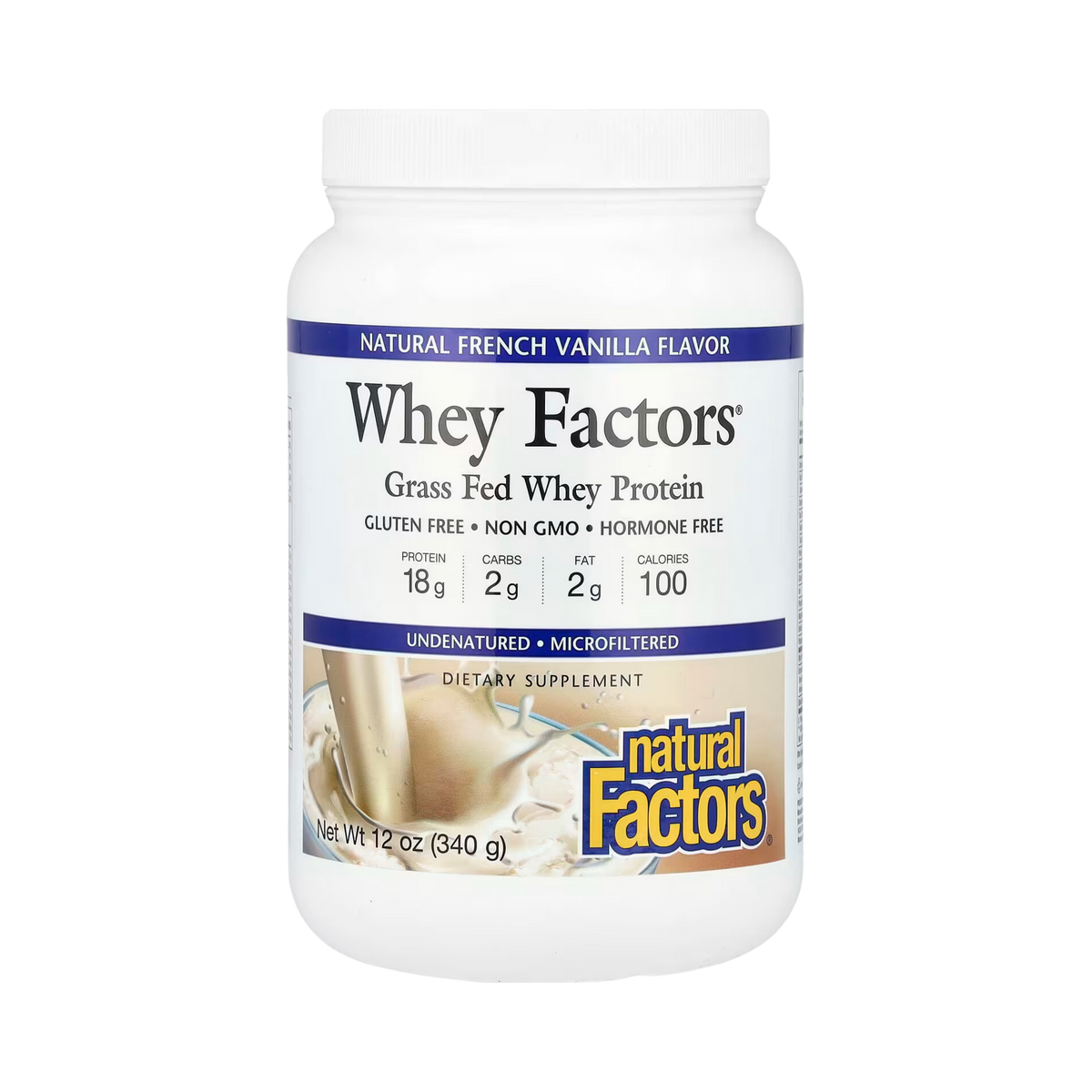 Natural Factors, Whey Factors, Grass Fed Whey Protein, Natural French Vanilla, 12 Oz