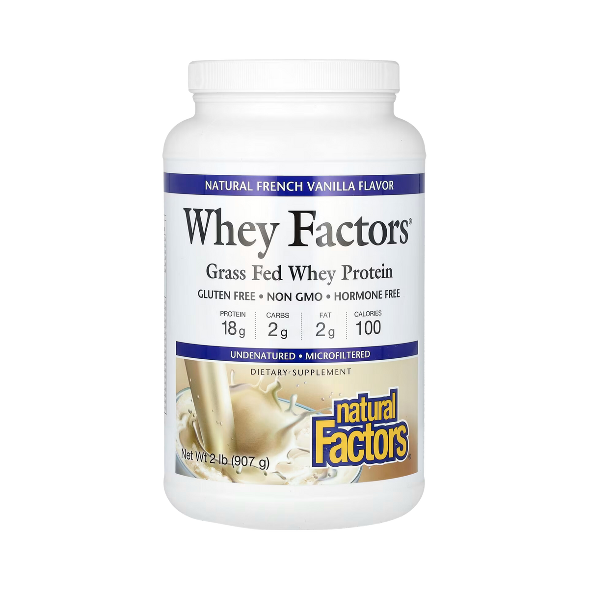 Natural Factors, Whey Factors, Grass Fed Whey Protein, Natural French Vanilla, 2 Lb