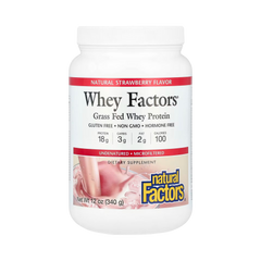 Natural Factors, Whey Factors, Grass Fed Whey Protein, Natural Strawberry, 12 Oz
