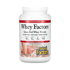 Natural Factors, Whey Factors, Grass Fed Whey Protein, Natural Strawberry, 2 Lb