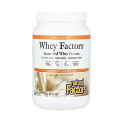 Natural Factors, Whey Factors, Grass Fed Whey Protein, Unflavored, 12 Oz