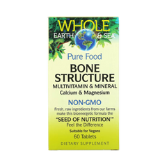Natural Factors, Whole Earth & Sea, Bone Structure Multivitamin & Mineral, Calcium & Magnesium, 60 Tablets