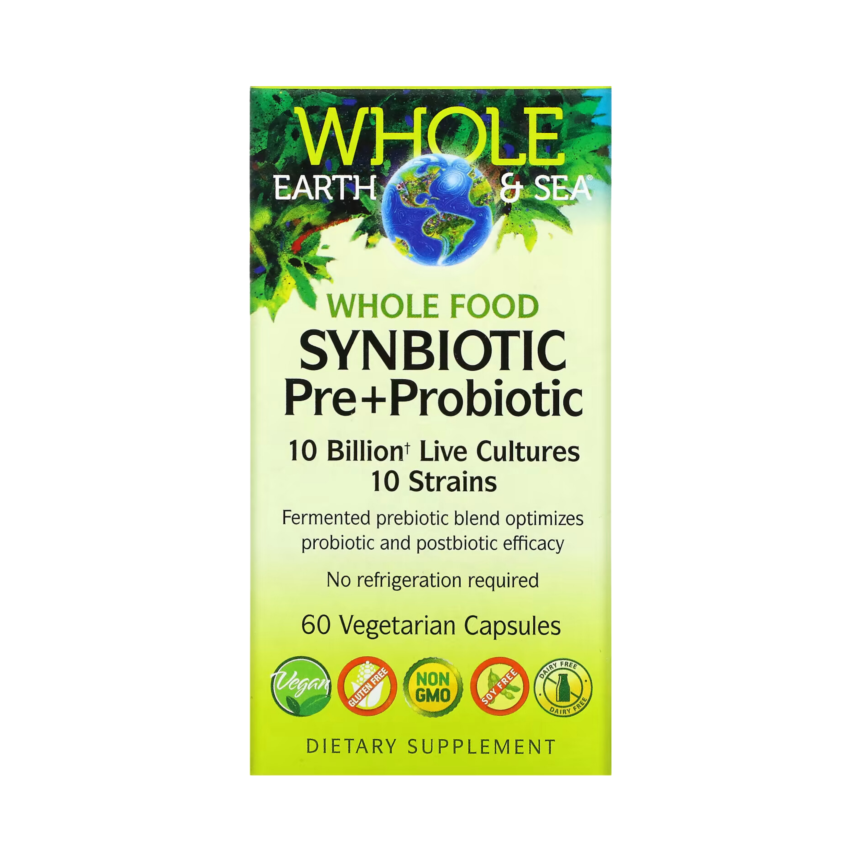 Natural Factors, Whole Earth & Sea, Whole Food Synbiotic Pre+Probiotic, 10 Billion, 60 Vegetarian Capsules