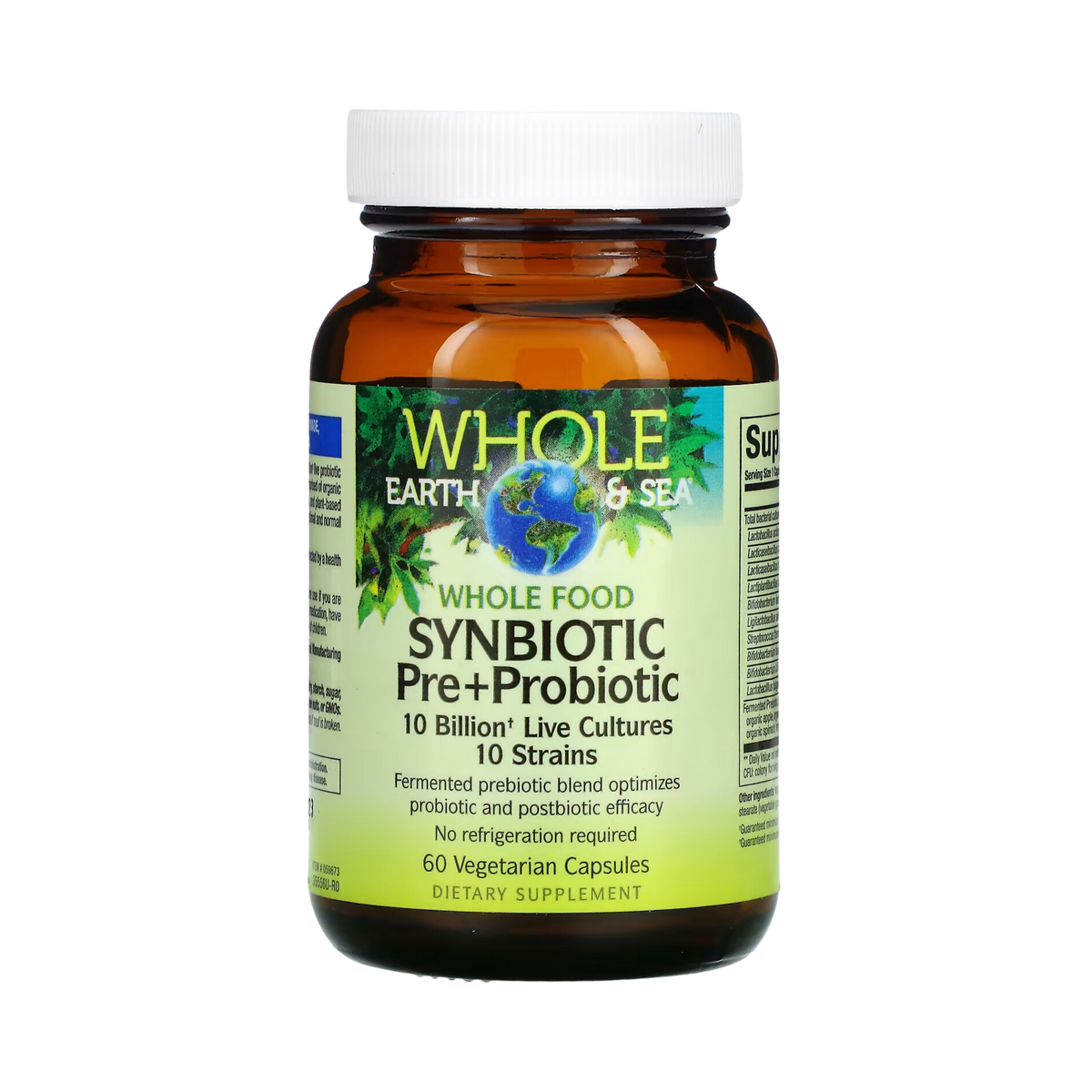 Natural Factors, Whole Earth & Sea, Whole Food Synbiotic Pre+Probiotic, 10 Billion, 60 Vegetarian Capsules
