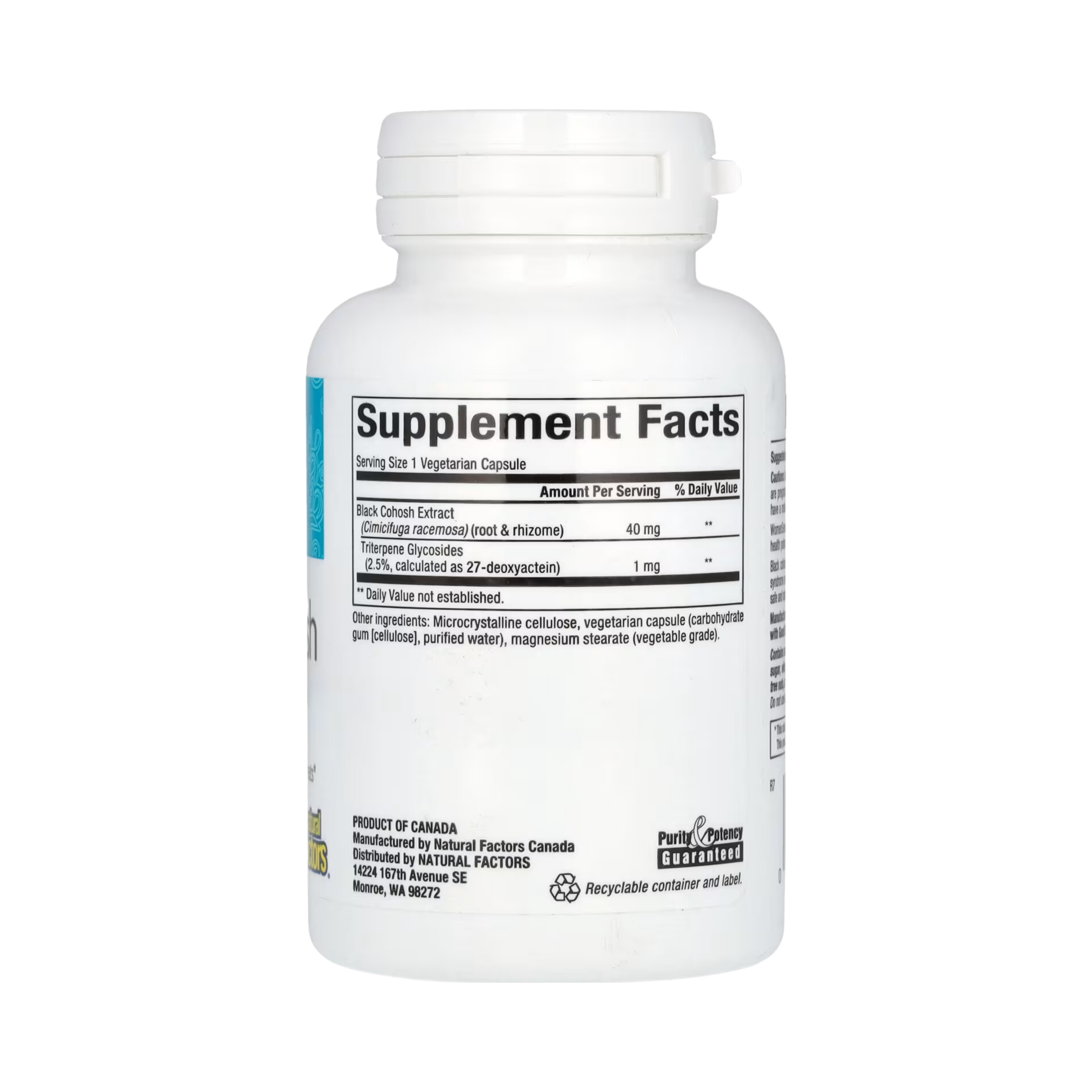 Natural Factors, WomenSense, Black Cohosh Extract, Menopause Relief, 90 Vegetarian Capsules