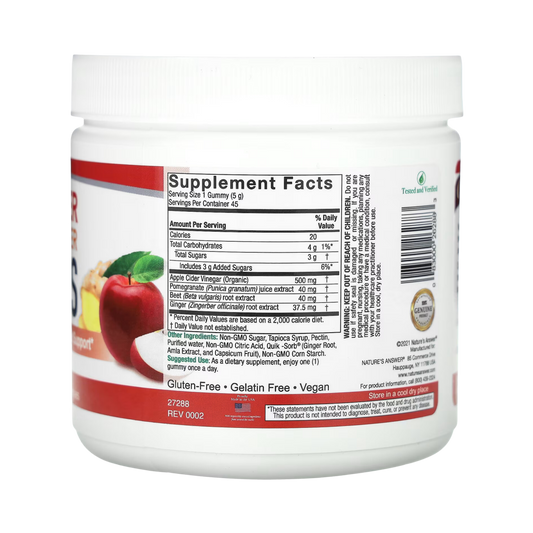 Nature's Answer - Apple Cider Vinegar + Ginger Gummies, 45 Pectin Gummies
