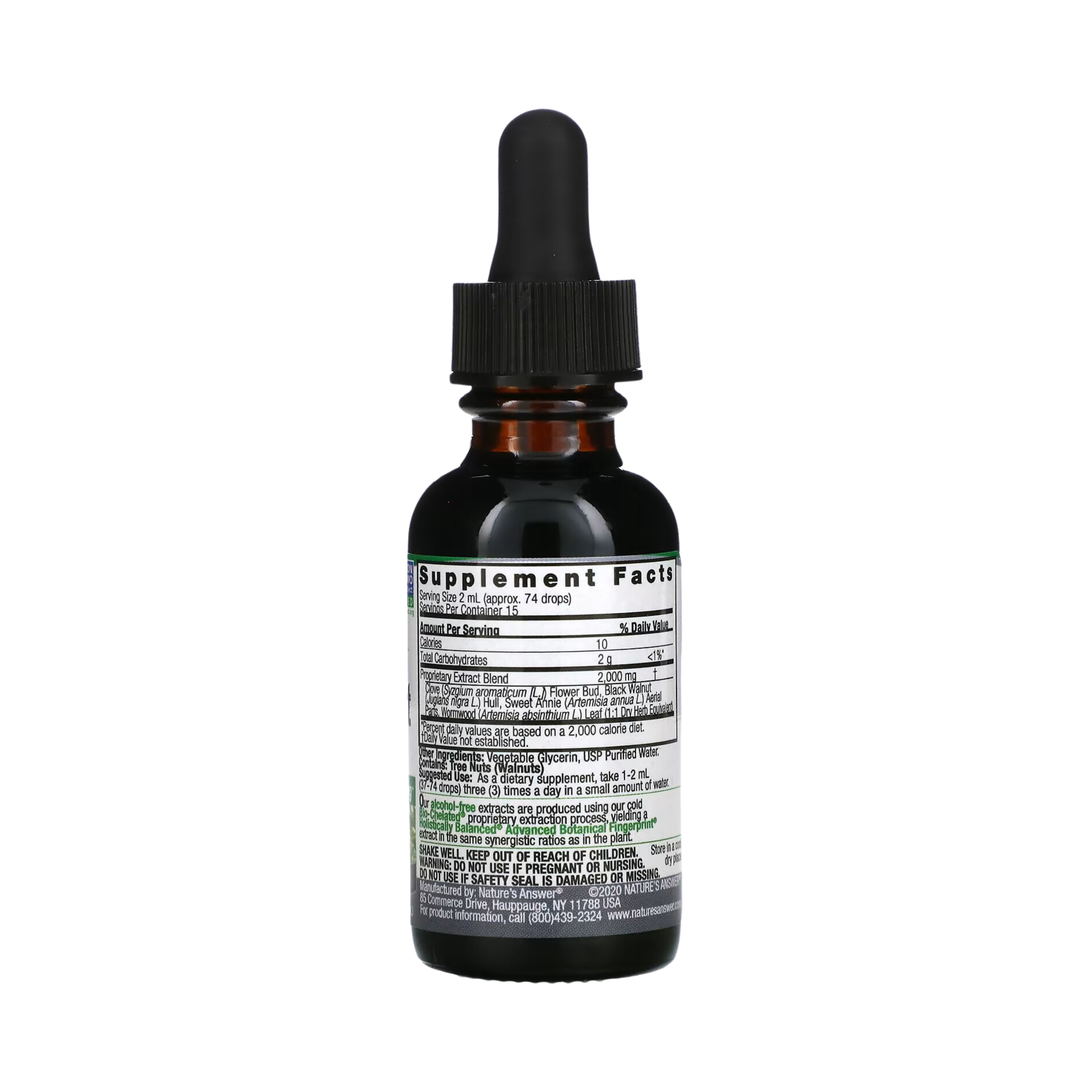 Nature's Answer - BLACK WALNUT & WORMWOOD LIQUID EXTRACT 1OZ ALCOHOL FREE