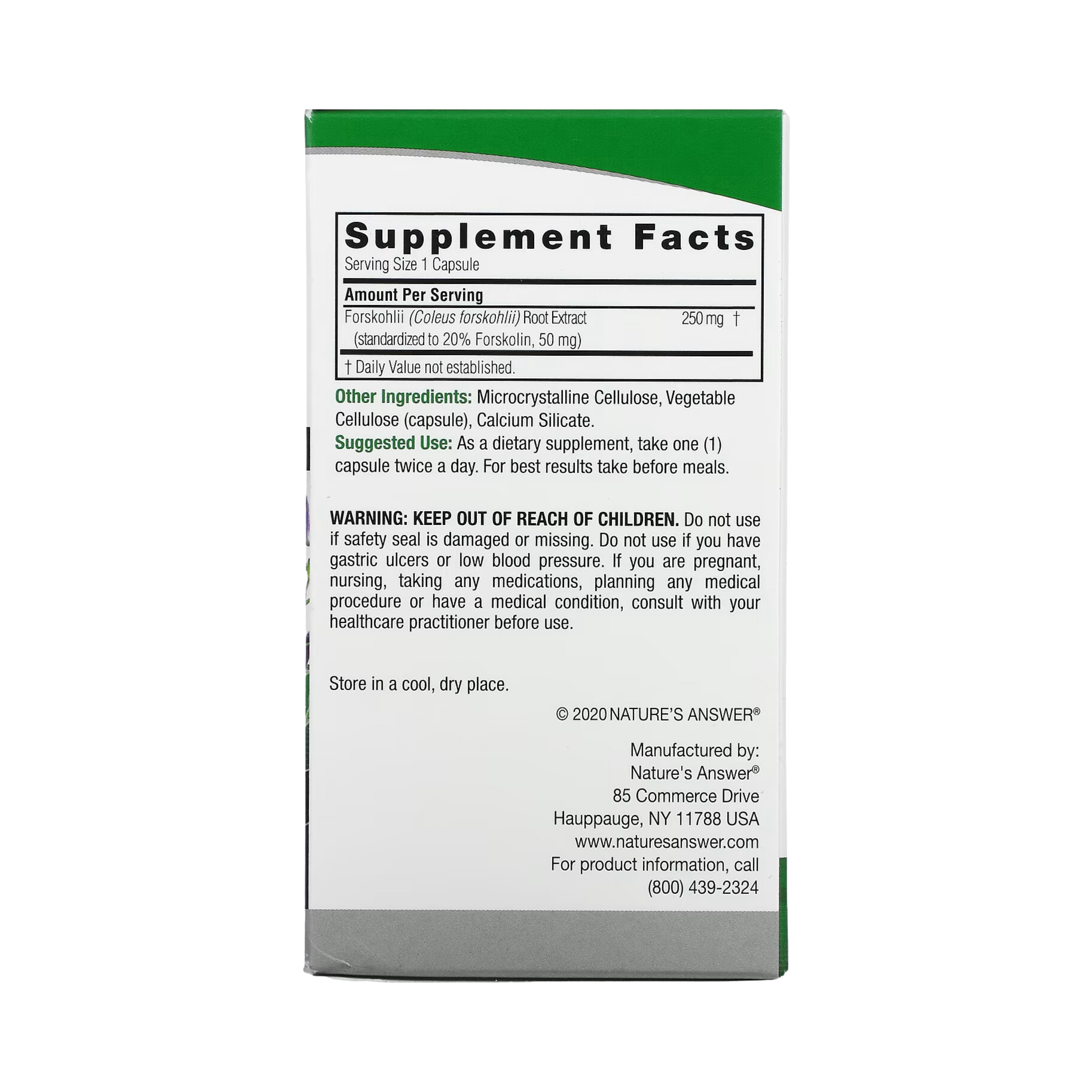 Nature's Answer - Forskohlii, 60 Vegetarian Capsules
